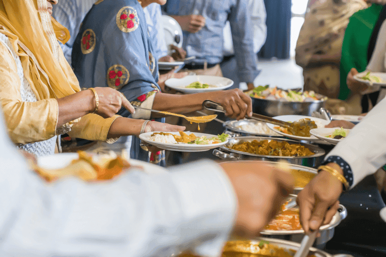 Catering styled for both an intimate gathering and a larger celebration